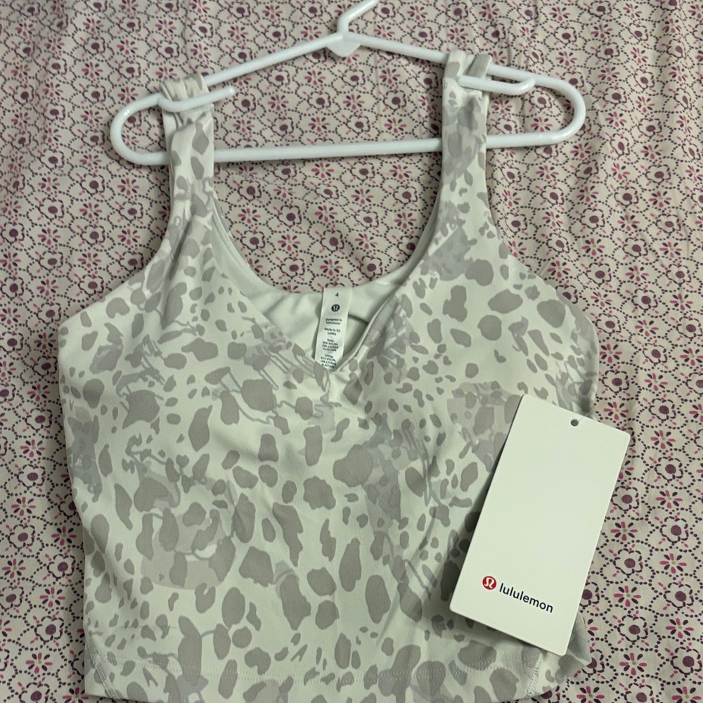 lululemon athletica Women's White and Gray Patterned Sports Bra